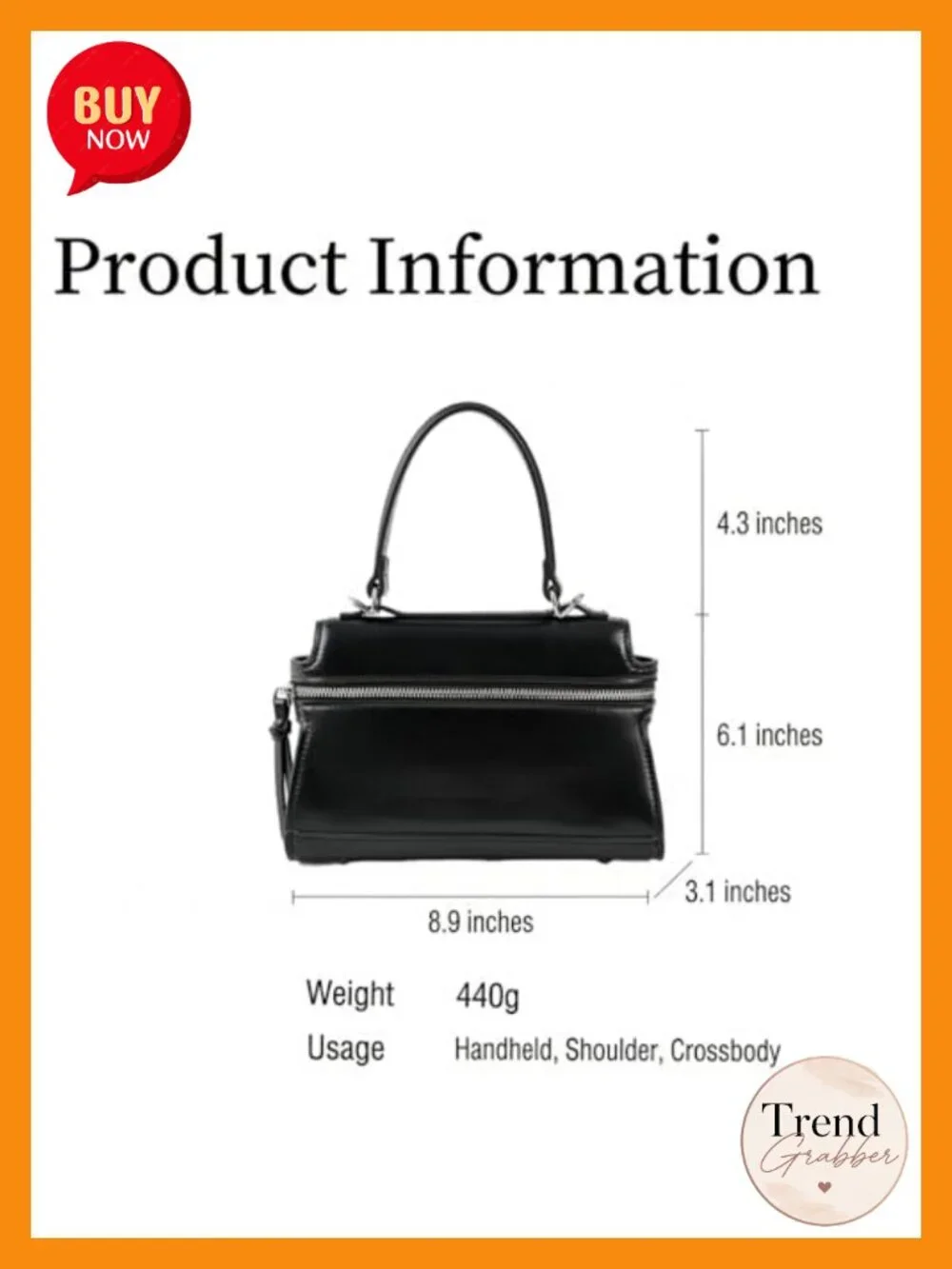 Vegan Leather Structured Satchel Crossbody with Adjustable Strap